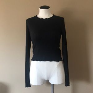 NWT black mid-crop top